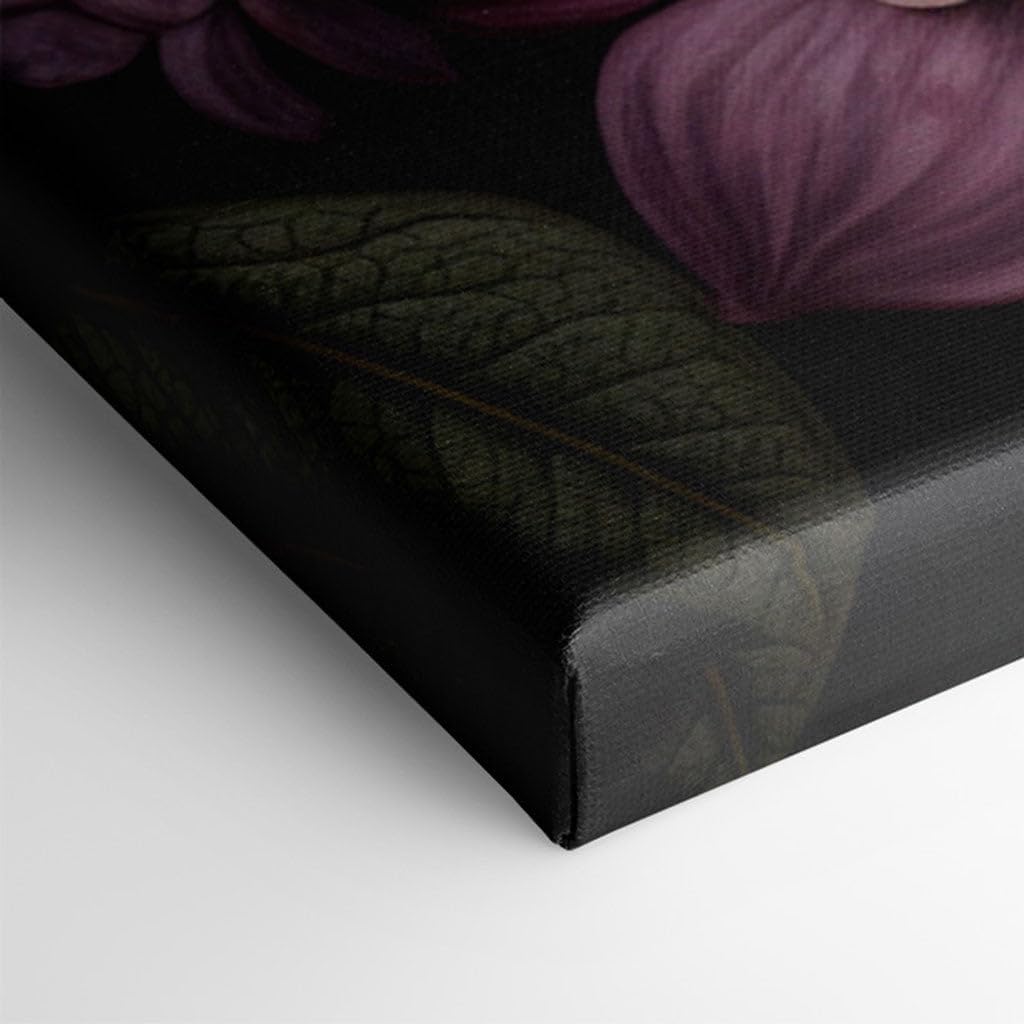 Canvas for Living Room. Whispers of Nature: A Majestic Butterfly Amidst Blushing Florals Against The Night's Canvas, 27 x 18 inch Canvas Wall Art - Contemporary Masterpieces - Wildlife Wall Decor