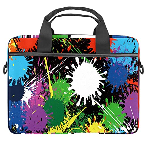 Sacoche PC portable 14.5 pouces motif éclaboussures jaune et vert