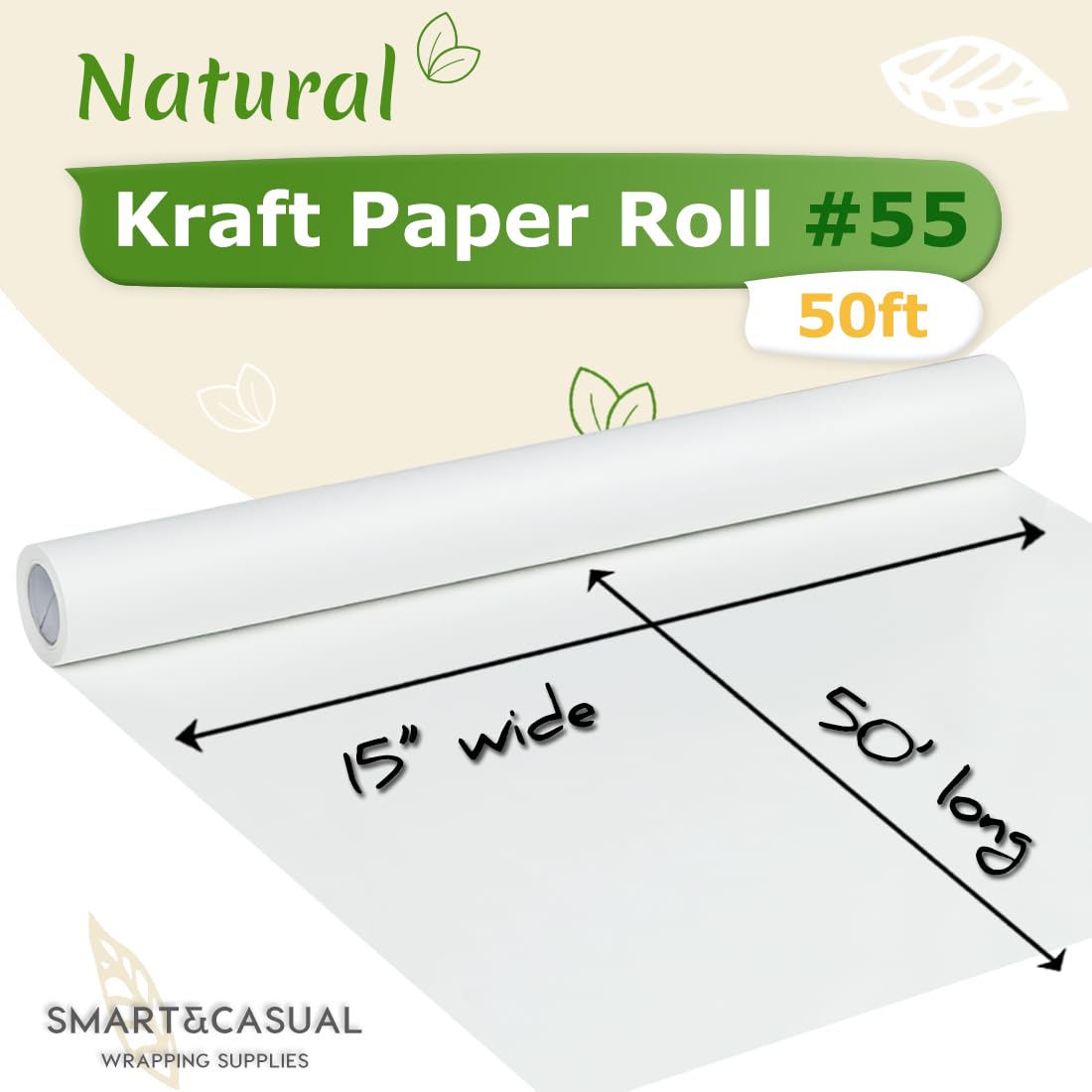 Kraft Paper Roll - 15" x 600" for Art, Crafting & Packing -2