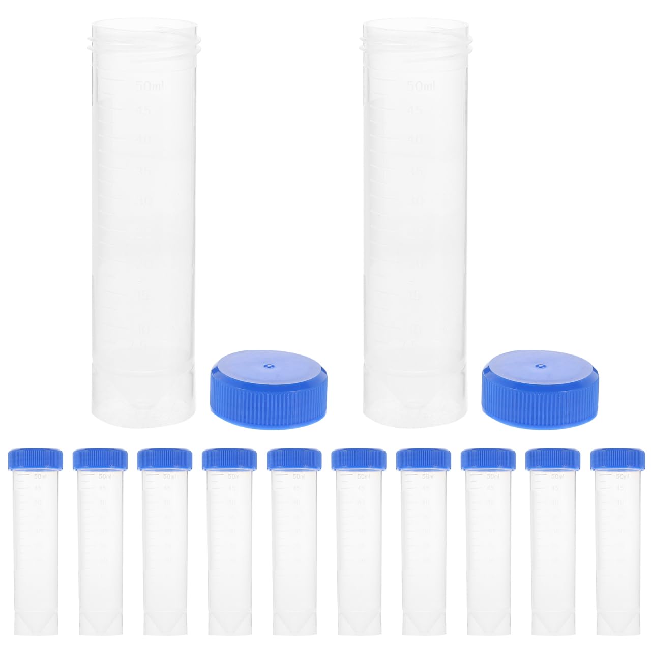 Ciieeo 50 Tubos de Centrífuga de 50Ml con Base Plana y Tapones de Plástico con Rosca, Portátiles y Compactos para Laboratorio Científico