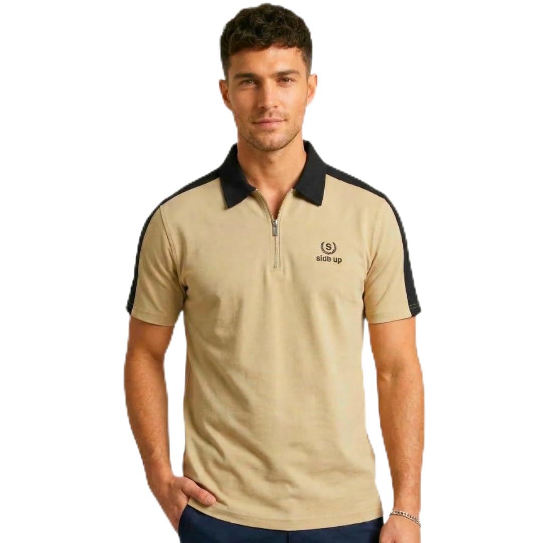 side up Polo T Shirt for Man, Summer Shirt with Collar, Color Block, Half Sleeve, Cotton Blend, Light Weight, Comfotable Fit (Pack of 1) M to 3XL-picture-12