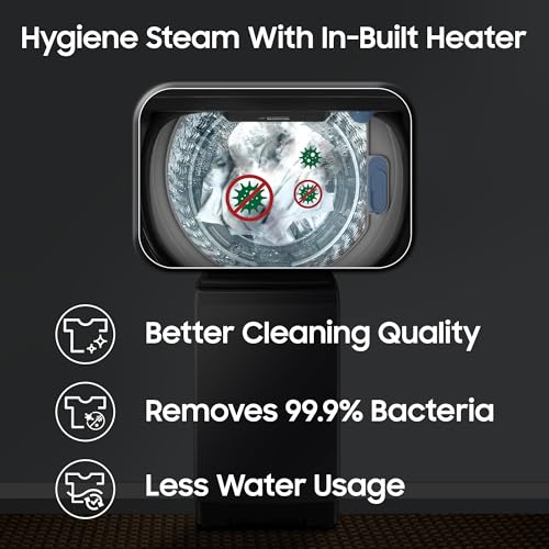 Image of Samsung 8 Kg, 5 Star, Hygiene Steam, Ecobubble, Quick Wash, Soft Closing Door, Digital Inverter, Fully-Automatic Top Load Washing Machine (WA40F08H2CTL, In-Built Heater, Stainwash, Deep Charcoal)