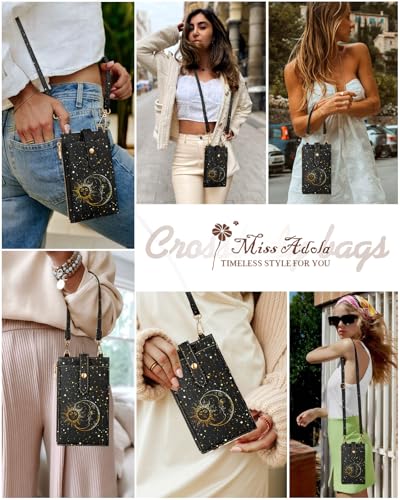 Image of Miss Adola Phone Purse Crossbody Bags for Women - Leather Small Cell Phone Wallet RFID Blocking with Card Slots & Adjustable Strap Cute Designer Aesthetic Cross Body Bags, Sun Moon