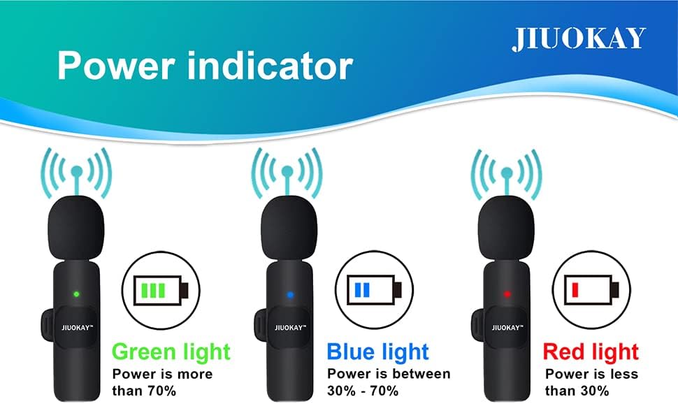 Miniatura 7 de JIUOKAY Paquete de 2 micrófonos inalámbricos de solapa para teléfonos Samsung Galaxy Tab, micrófono de iPhone para grabación de video, entrevista,