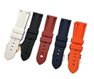 HFERHT 22mm 24mm 26mm Zwart Blue Red Orange White Watch Band Silicone Rubber Watchband Replacement Compatible With Panerai Strap Tools Steel Buckle