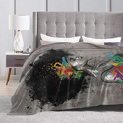 Ezyes African American Girl Flannel Throw Blankets Afro Woman Fleece Blanket Soft And Cozy 60"X50" #TOP3