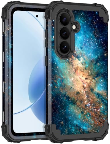 Rancase for Galaxy S26 Case,Three Layer Heavy Duty Shockproof Protection Hard Plastic Bumper +Soft Silicone Rubber Protective Case for Samsung Galaxy S26 5G,Glow in The Dark-Cyan Starry Shines - image 1