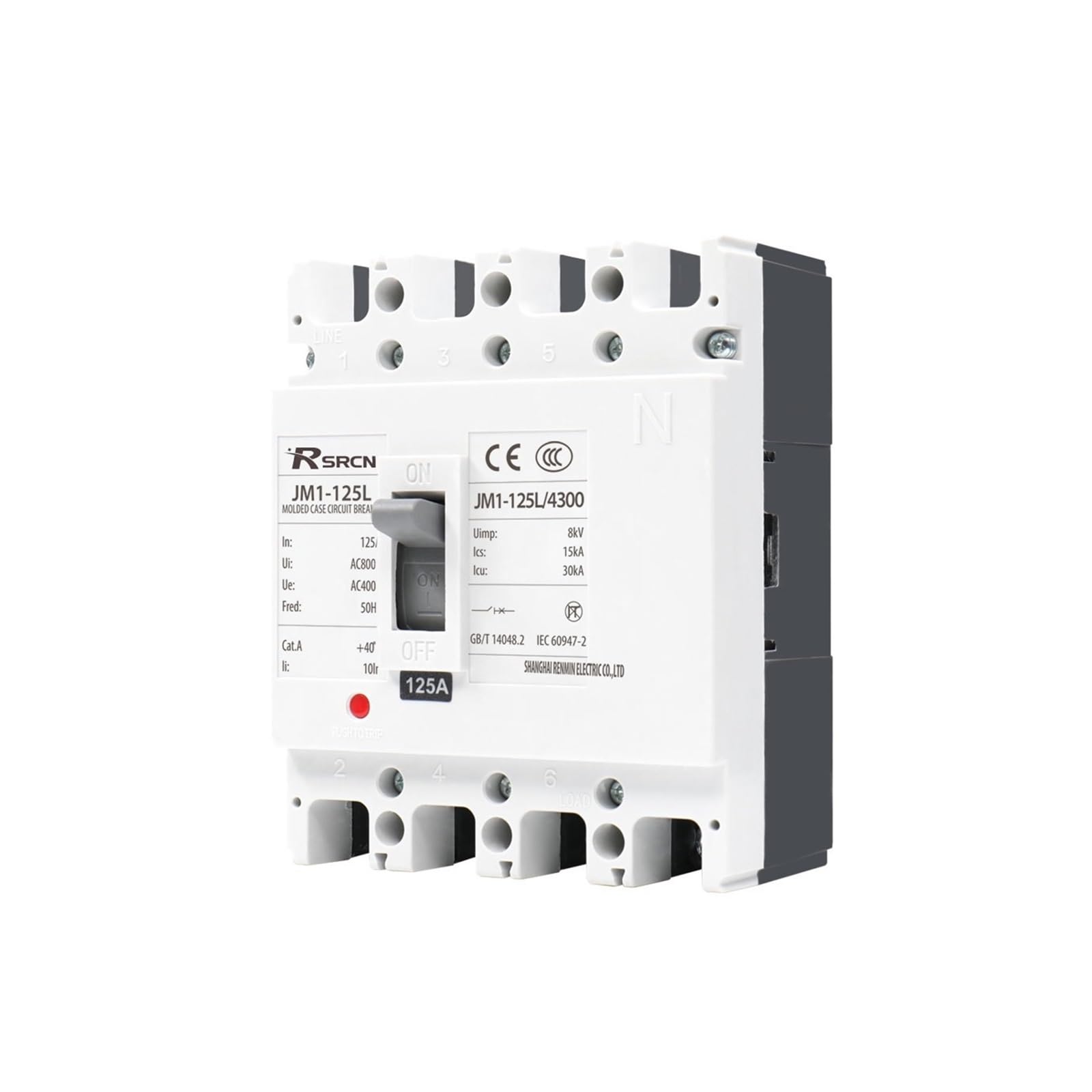 Disjoncteur boîtier plastique 4P 125A évitant les courts-circuits en 380V