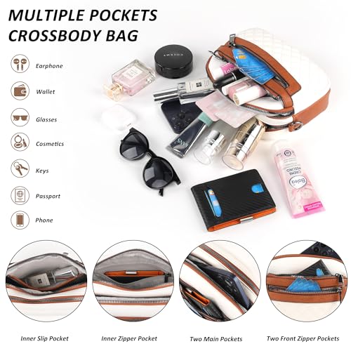 Image of TANTOMI Crossbody Bags for Women, 6-Pockets Cross Body Purse, Vegan Leather Handbags Shoulder Bag for Travel, Gifts for Women