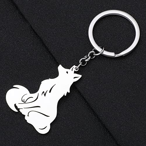 Lonyoo Elegant Fox Keychain Stainless Steel Fox Keyring Gifts For Women Girls Car Key Charms (Silver Plated A) #TOP2