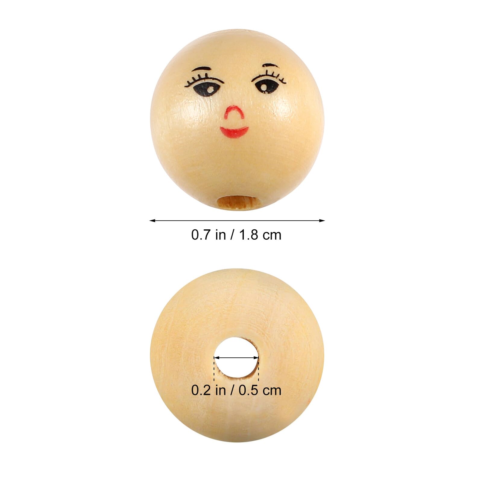 SHERCHPRY Cuentas con Cara Sonriente 50 Color Caqui Redondas de Madera Decorativas y Pintables para Manualidades Ideales para Hacer Pulseras y Artesanías