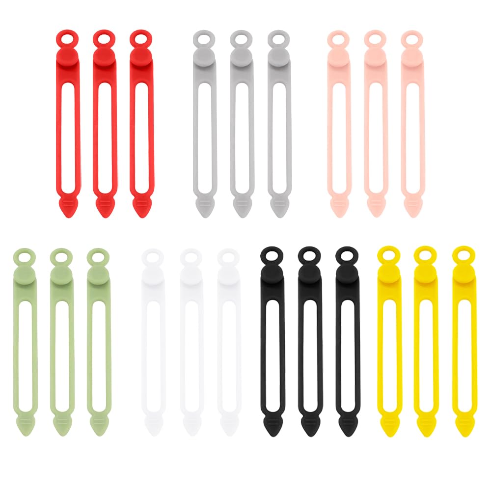 YFTRFR 21 Piece Cable Ties, Adjustable Wire Organizer Silicone Bundling Straps Reusable Tidy Cord for Home Appliance Cords, Earphone, Phone Charging Line, Space-Saving(7 Color)