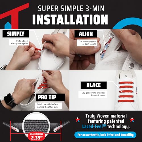 uLace Classic No-Tie Shoelaces - Elastic Shoe Laces for Sneakers | Stretchy, Elastic Laces | Easy Installation - 14 Laces4