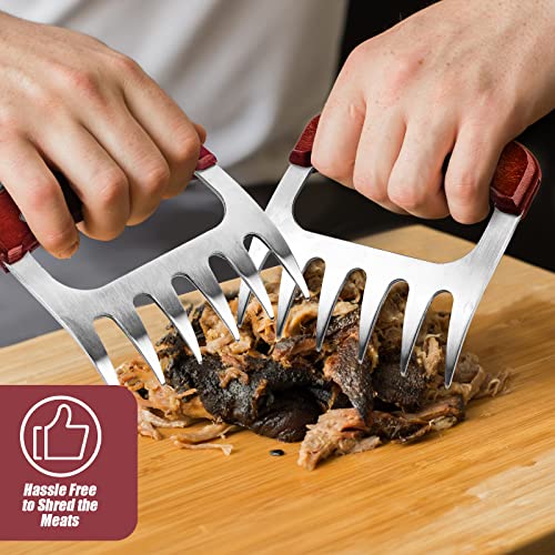 Anzeke 2Pack Meat Handler Shredder Claws,Bbq Pulled Pork Paws For Shredding Handing Carving Food, High-Grade Stainless Steel Metal With Wooden Handle #TOP5
