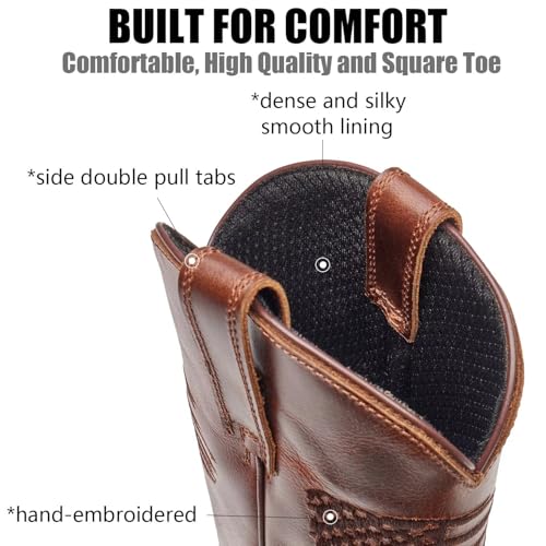 SUREWAY Western Boots For Men-Soft Toe,Square Toe Cowboy Boots,Thicker Leather,Oil/Slip Resistant,Extremely Comfortable Durable Proved,Rubber Sole,Work Boots/Shoes With Embroidered4