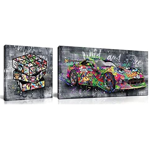 SIXTTART Banksy Canvas Wall-Art For Living Room - Street Graffiti Wall Art for Bedroom Teen Boy Room Decor Cover