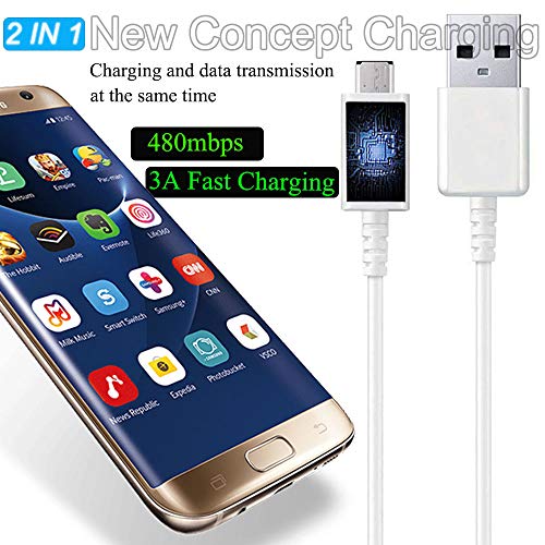 Swadaws Galaxy S7 Fast Charger Adaptive Fast Charging Wall Android Phone Tablet Charger Adapter Kit With Micro-Usb Cable Compatible Samsung Galaxy S7 Edge S6 S5 S4 J7 J3 A6 Note 5 4 /G4 K5 (2 Pack) #TOP4