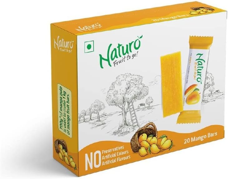 Naturo Fruit Bars - Mango Bar Multipack 7 Gram X 20 (Pack of 2)