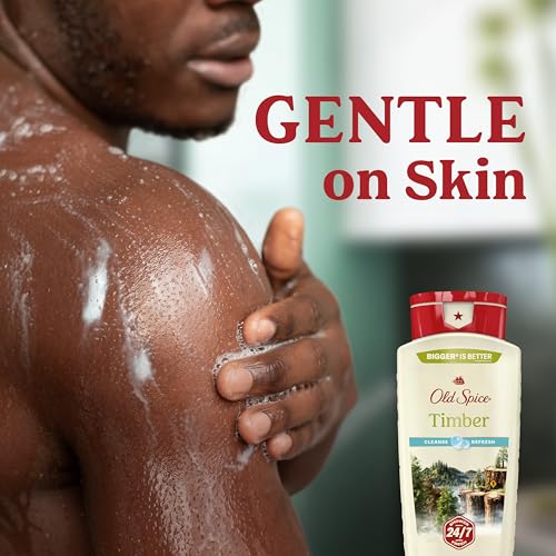 Image of Old Spice Cleansing Body Wash for Men, 24 /7 Shower Fresh with Lasting Scent, Cleanse & Refresh, Gentle on Skin, Vitamin B3, Timber with Sandalwood + Cypress Scent, 18 oz (Pack of 4)