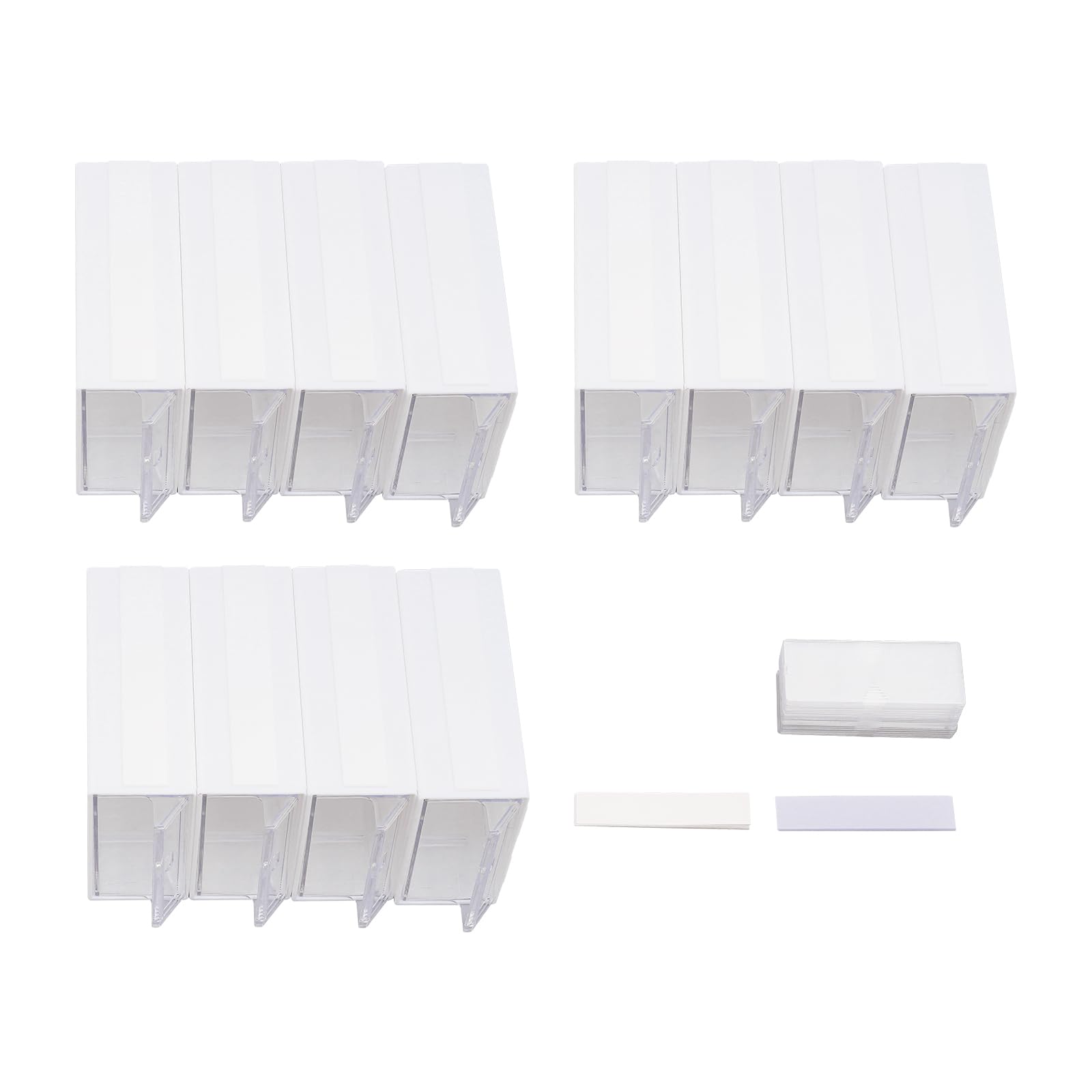 12 scatole di plastica trasparente con 24 dividers e 12 giorni per carte di archiviazione, impilabili, cassetto, organizer multistrato, per cancelleria, materiali da ufficio, gioielli