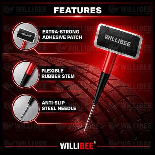 Image of WILLIBEE Mushroom Puncture Kit for Tubeless Tyre | Mushroom Puncher Kit for Bike & Car | Tire Puncher Repair Patches (15 MM, 3 Pcs)