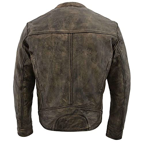 Image of Milwaukee Leather Men's Black Cowhide Quilted Pattern Scooter Style Racing Jacket MLM1545