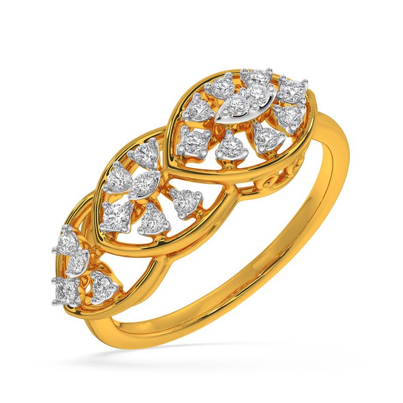 Image of KISNA 14k / 18k Real Gold & Diamond Ring | Diwali, Rakhi Rakshabandhan Gift for Sister /Bhabhi /Women | With Certificate of Authenticity & BIS-Hallmarked Gold Jewellery | Marlee Ring