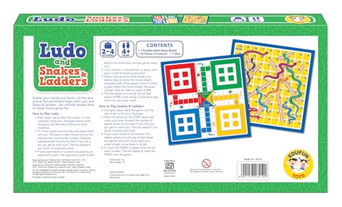 Image of Ludo and Snakes & Ladders Board Game for Kids | 2 in 1 Double Sided Game Set | Indoor Family Game for 2-4 Players | Age 4+ | Durable & Portable