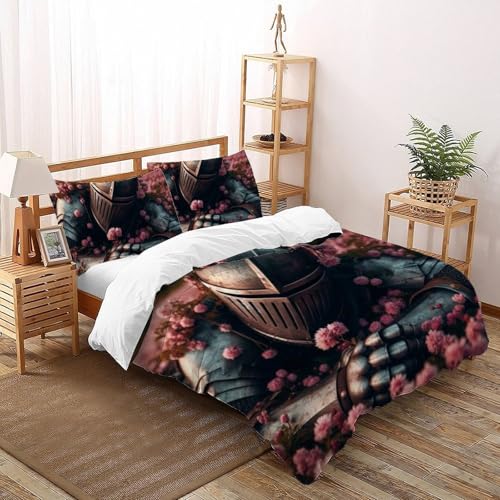 Housse de couette double microfibre sans repassage parure lit 3D filles Chevalier - 2