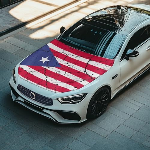 Image of Puerto Rico Car Hood Cover Polyester Elastic Fabrics Can be Washed Suitable for SUV Trucks Universal for Cars