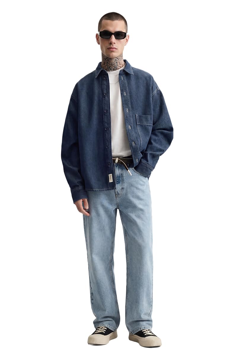 snitch Men Jeans Street Wear | Straight Fit Mid Rise Knee Rip Pattern & Whiskered Effect | 100% Cotton Denim Breathable & Durable Fabric for Casual Outings & Daily Use-picture-50
