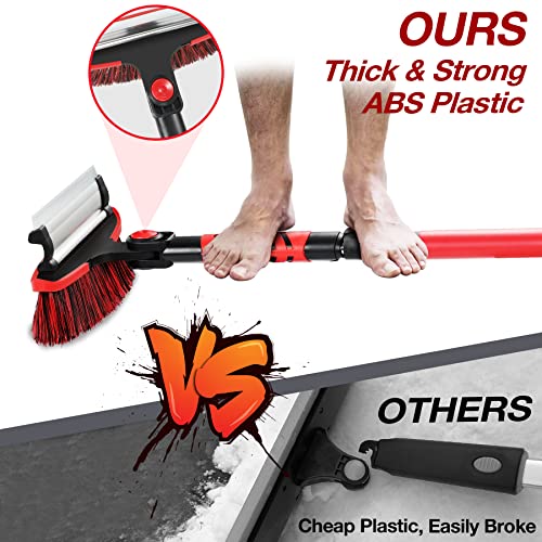 43" Snow Brush For Car, Ice Scrapers For Car Windshield Extendable Car Snow Scraper And Brush 360°Heavy Duty Detachable Snow Removal Tool With Ergonomic Foam Grip For Car, Suv, Trucks, Vehicle (Red) #TOP1