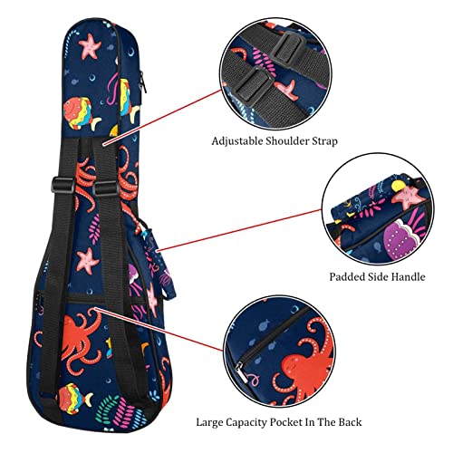 Sac pour ukulélé soprano robuste housse concert méduse pieuvre