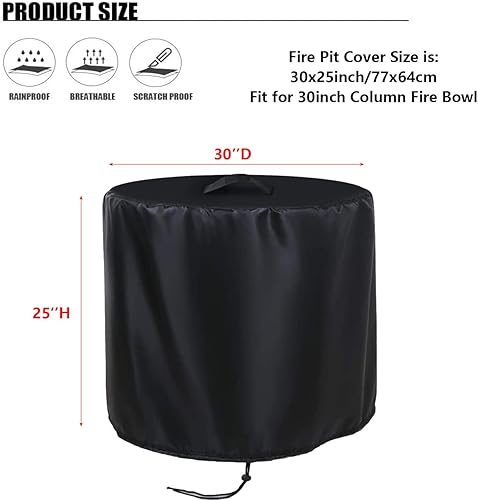 Miniatura 3 de POMER Cubierta para hoguera, cubierta redonda de 30 pulgadas para bali al aire libre para fogata de gas, cubierta de columna impermeable de gas