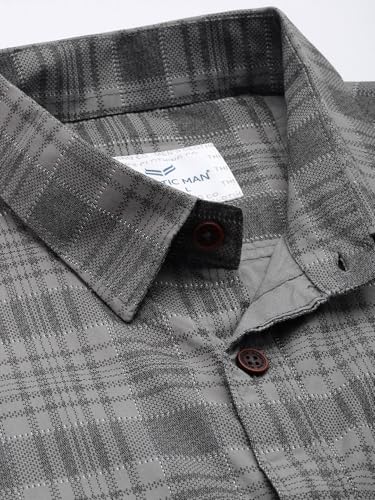 Image of Majestic Man Men Comfort Slim Fit Pure Cotton Tartan Checked Casual Shirt