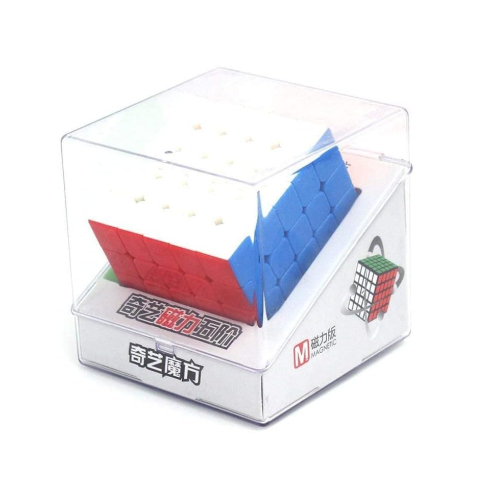 Image of QiYi 5x5 Magnetic Stickerless Speed Cube - Smooth & Durable 65mm Puzzle Cube with Moderate Magnets, Bright Colors, Anti-Pop Design & Consistent Turning for Beginners & Speedcubers