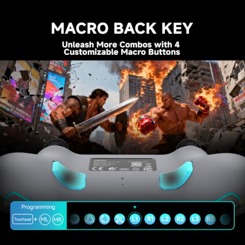 Image of ASRVA Camo Wireless Pro Controller for PS5, Hall Effect Joystick No Drift, 4 Back Paddles, Macro, Gyro, 1000mAh, RGB, Compatible with PS5 /Pro /Slim /PC /iOS /Android