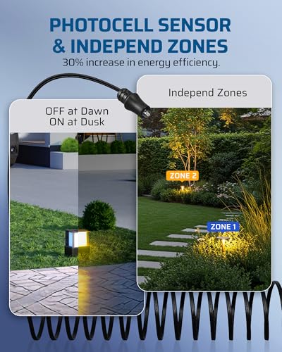 Image of DEWENWILS 300W Low Voltage Landscape Transformer, Multi Zone, Low Voltage Transformer with Photocell Sensor & Timer, 120V to 12V /14V, Weatherproof for Deck Light, Pool Light, ETL Listed