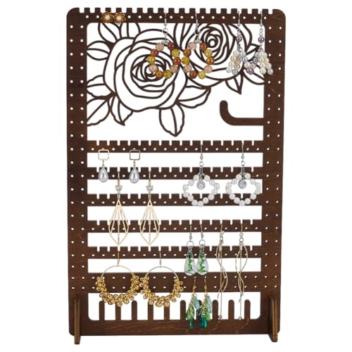 FINGERINSPIRE Présentoir rectangulaire organisateur de bijoux de table marron coco