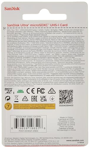 SANDISK - CARDS 256GB Ultra Lite White/Gray MICROSDXC 100MB/S Class 10 UHS, Black - Image 2
