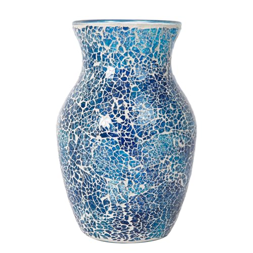 Mosaic Glass Flower Vase for Home Decor, Handmade Glass Vases for...