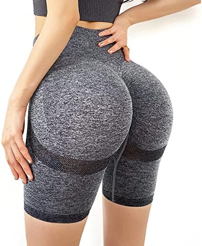 Vesaneae Damskie spodenki sportowe Push Up, Krótkie rajstopy sportowe damskie z wysokim stanem, Bezszwowe spodnie Legginsy Joga, Rajstopy Trening do biegania Fitness Joga