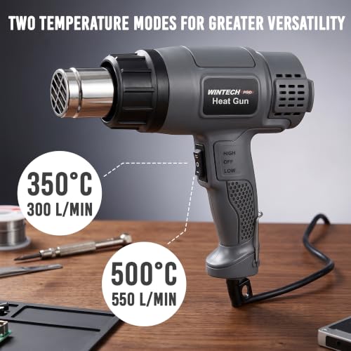 Image of WT HG16-35 Hot Air Tool 1600W, 350C-500C Temperature Range, 300-550L /min Air Flow Heat Gun for DIY & Workshop Use - 6 Months Warranty