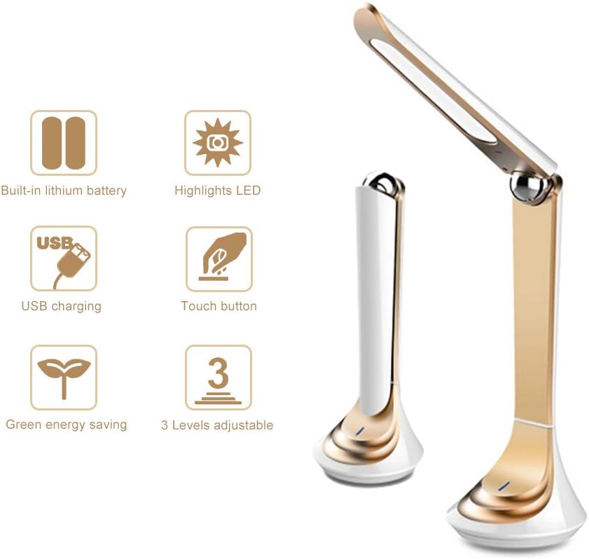 Fashion 4.5W LED Desk Lamp 3 levels Dimmable USB Charging Eye Protection Reading Lamps Chargeable Table Lamp Portable Folding Lamp Desk Lights Student Lamp