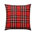 Tobti6ob Housse de coussin en tartan rouge vert motif tartan écossais vert rouge noir housse de coussin rouge noir vert