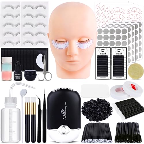 Eyelash Extension Kit for Beginners, Professional Lash Extension Kit with Mannequin Head, Lash