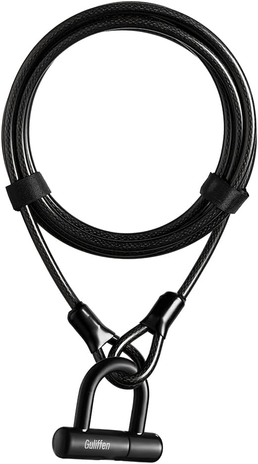 Guliffen Bike U Lock with Cable, 15 ft Security Cable with Loops,Heavy ...