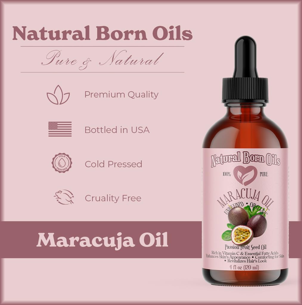 Natural Born Oils Maracuja Oil, 1 Gallon, Organic, Cold-Pressed, aka Passion Fruit Oil, Nutrient-Rich, Excellent for Radiant Skin, Healthy Hair