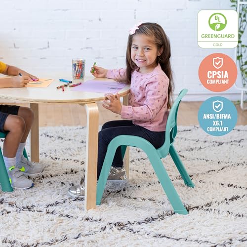 Image of ECR4Kids Plastic Stackable SitRight Chair, 11in, Classroom Furniture, Seafoam, 4-Pack