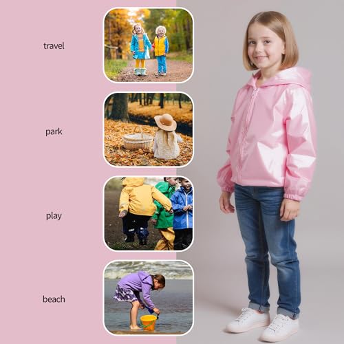 Girls' Lightweight Hooded Jacket, Autumn Casual Outerwear, Stylish Zippered Jacket, for Spring/Fall(iridescence)2